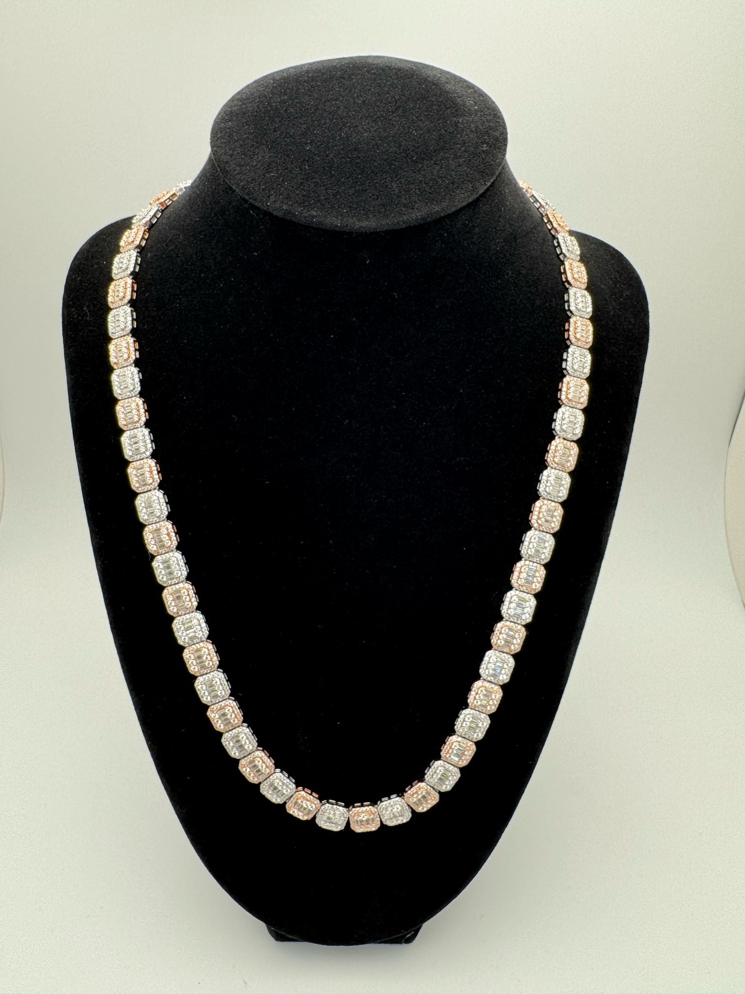 20.76 Carat Moissanite Silver Necklace - 8 mm, 20 Inches